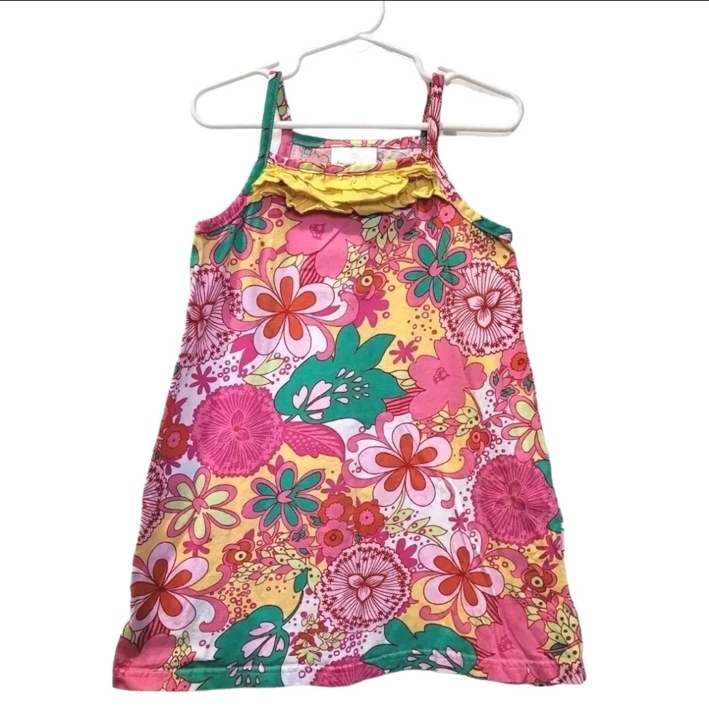 Hanna Andersson Smocked Sleeveless Sun Dress Size 100 4T 4 Floral